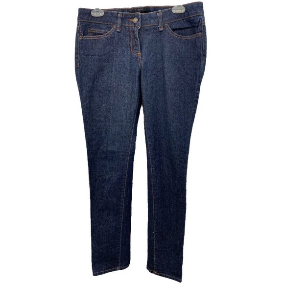I Heart Ronson Women Size 8 Blue Tapered Leg Dark Wash Cotton Blend Stretch Jean - Picture 1 of 7